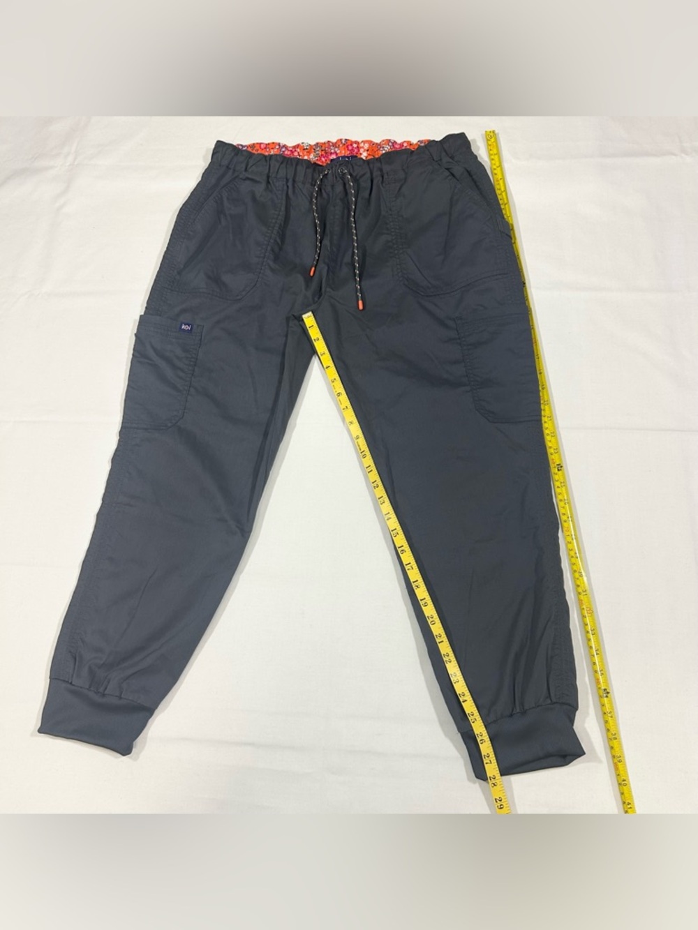 Koi Womens XL Scrub Jogger Cargo Pants Drawcord Nurse Uniform Gray - Picture 2 of 8